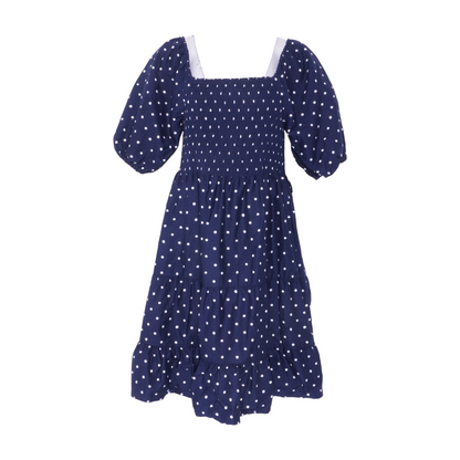Navy Polka Dot Midi Dress