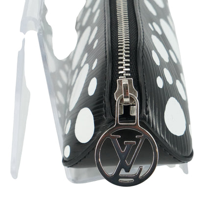Black & White Infinity Dots Elizabeth Pencil Pouch in Epi Leather