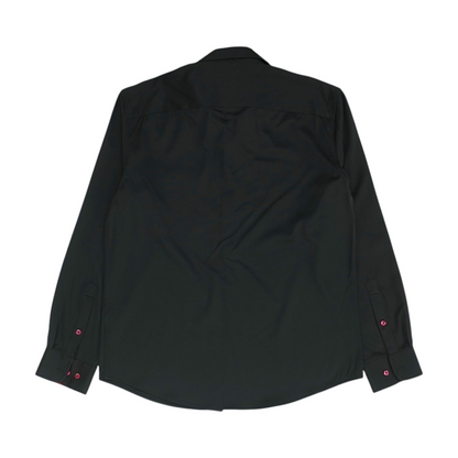 Black Solid Long Sleeve Button Down