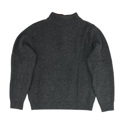Gray Solid 1/4 Zip Sweater