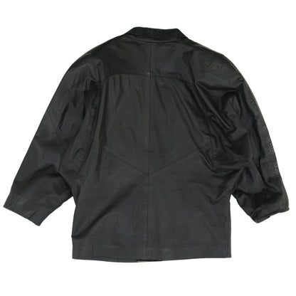 Vintage Black Solid Leather Jacket