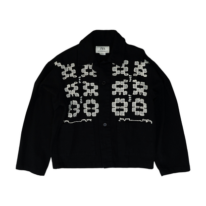 Black Solid Denim Jacket