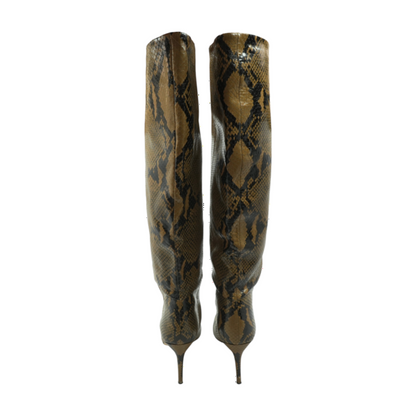 Stiletto Boot in Python Print Leather