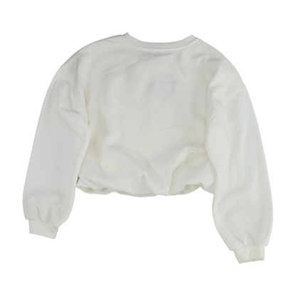 White Solid Sweatshirt Pullover