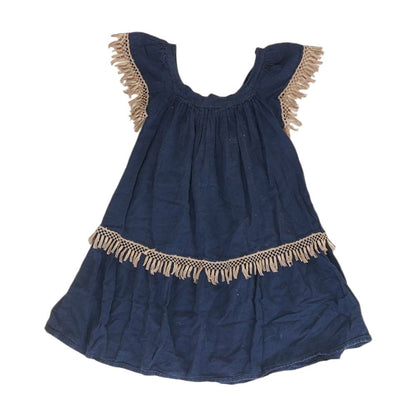 Blue Solid Short Sleeve Blouse