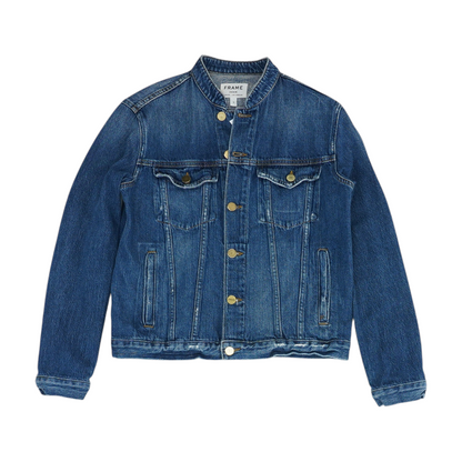 Blue Solid Denim Jacket