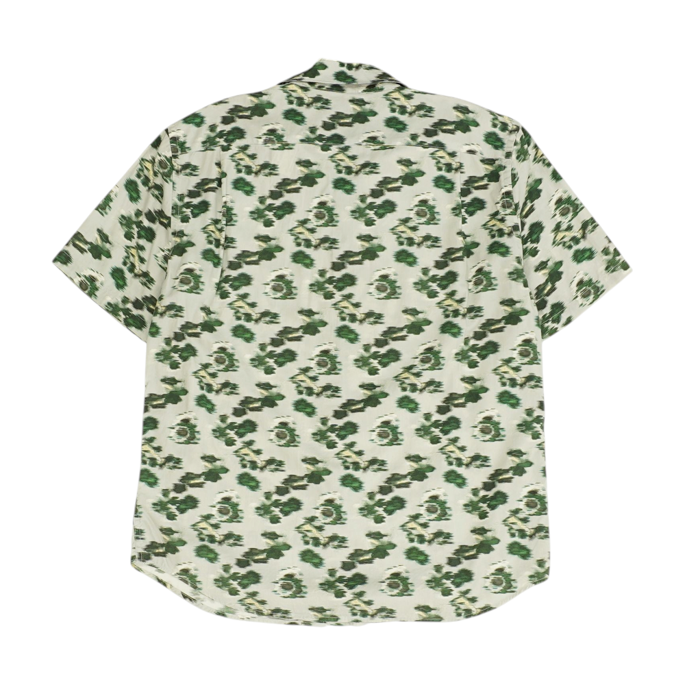 Green Abstract Short Sleeve Button Down