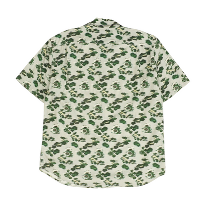Green Abstract Short Sleeve Button Down