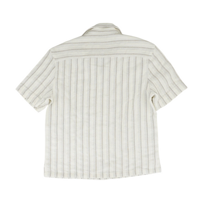 Ivory Striped Short Sleeve Button Down