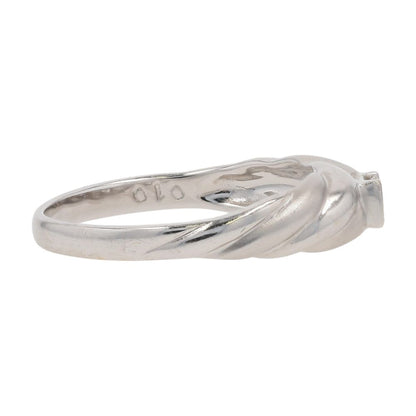 18K White Gold Twist Shank Setting With Small Diamond Promise Ring