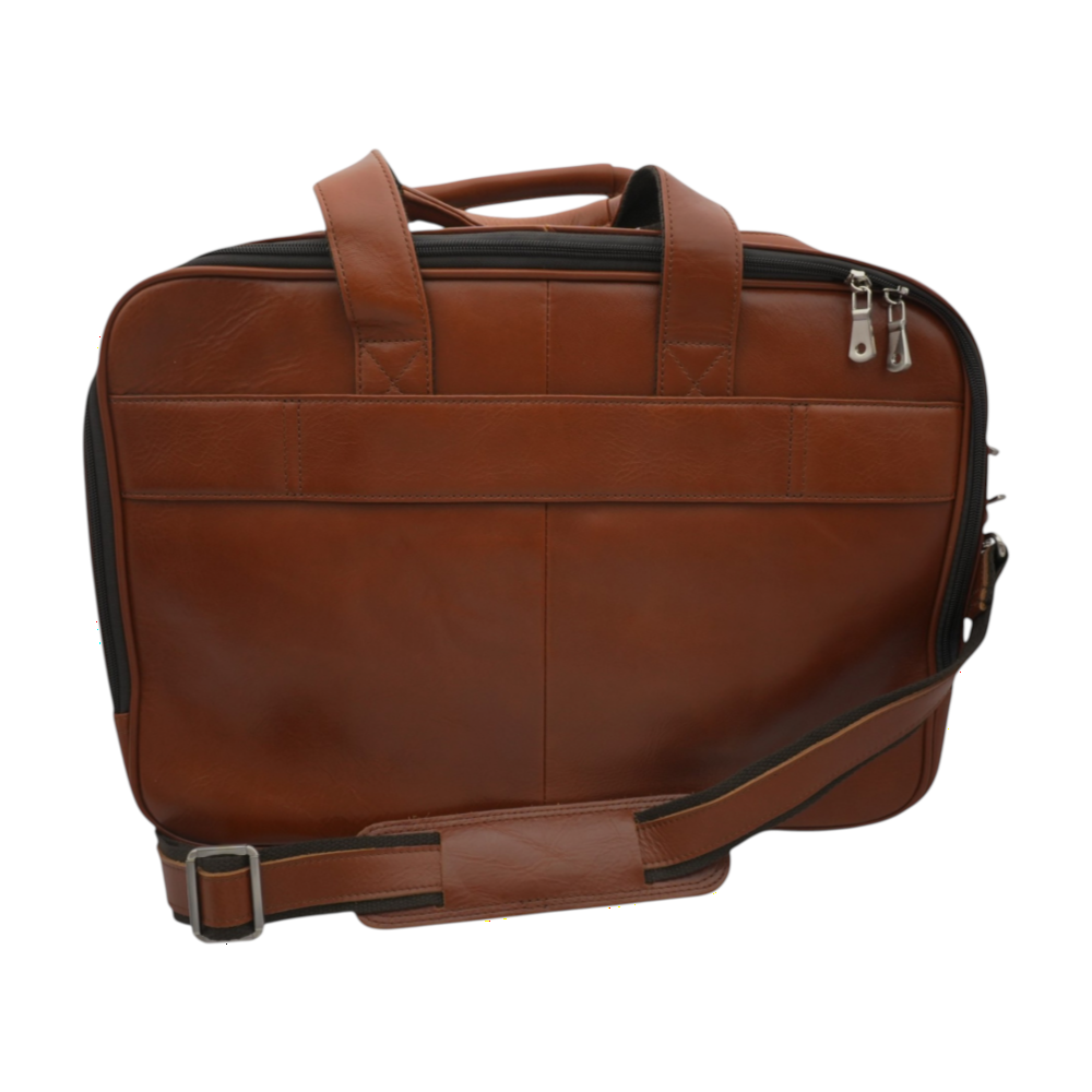 Augus Brown 19" Dual Zipper Laptop Messenger Bag Laptop Bag – Image 2