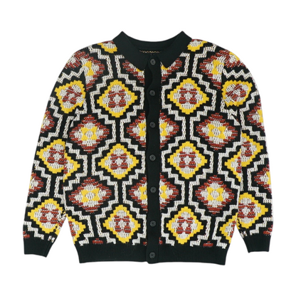 Black Abstract Cardigan Sweater