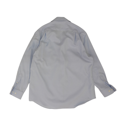 Blue Solid Long Sleeve Button Down