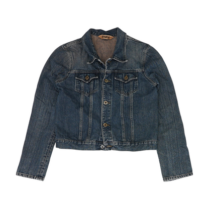 Blue Solid Denim Jacket