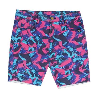 Multi Abstract Denim Shorts