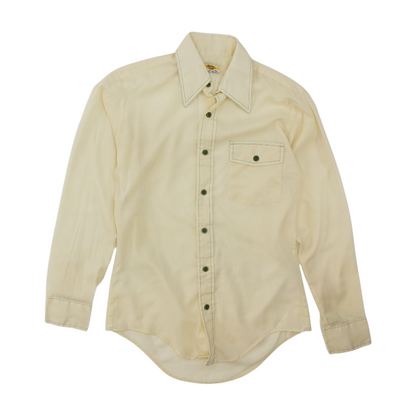 Vintage Yellow Solid Long Sleeve Button Down