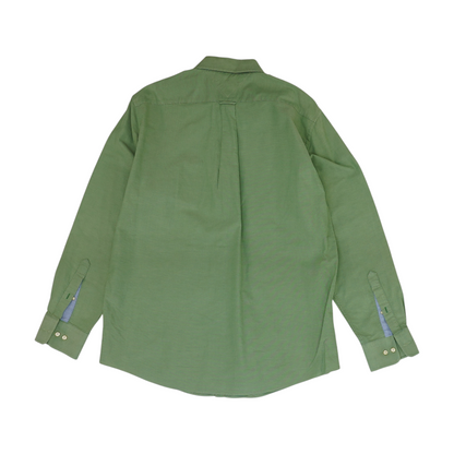 Green Solid Long Sleeve Button Down