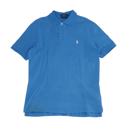 Blue Solid Short Sleeve Polo