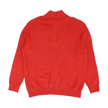 Red Solid 1/4 Zip Sweater
