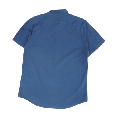 Navy Solid Short Sleeve Button Down