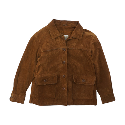 Brown Petite Solid Leather Jacket