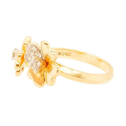 .33 ct 14K Two Tone Gold Open Two Flower Diamond Band