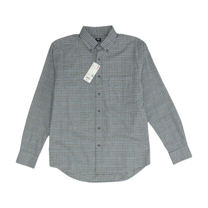 Gray Plaid Long Sleeve Button Down