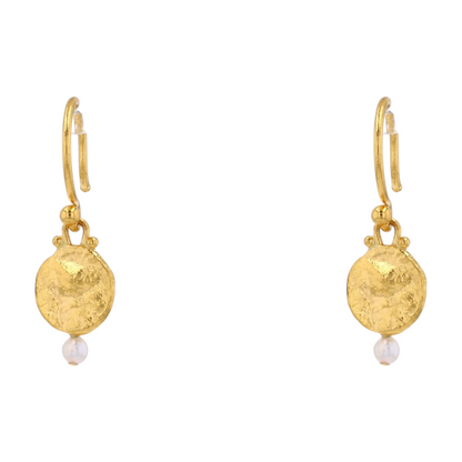 22K Yellow Gold Cultured Pearl Dangle Earrings