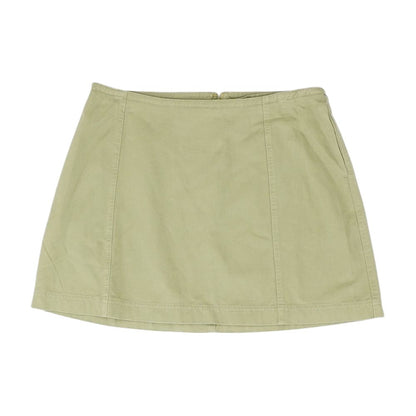 Green Solid Mini Skirt