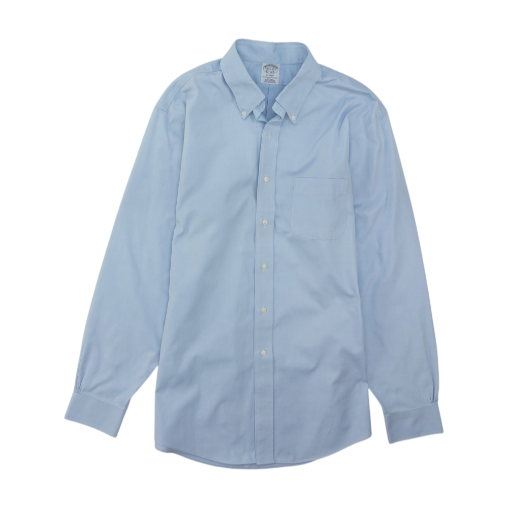 Blue Solid Long Sleeve Button Down