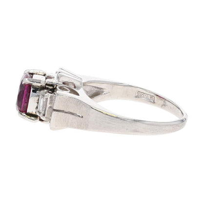 1.40 Ct Platinum Tourmaline With Diamond Accent Art Deco Style Cocktail Ring