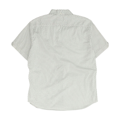 White Print Short Sleeve Button Down
