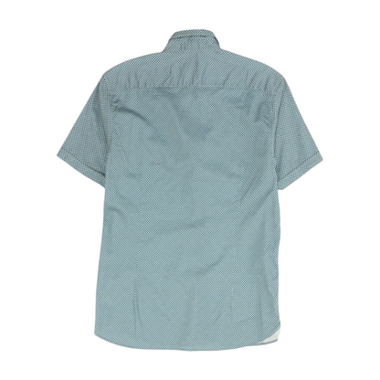 Blue Geometric Short Sleeve Button Down