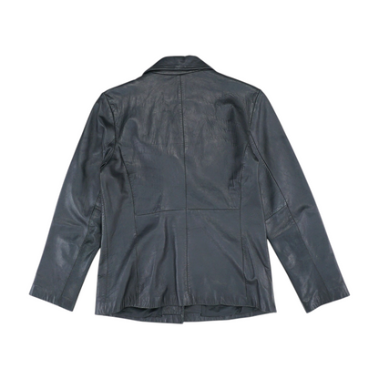 Black Solid Leather Jacket