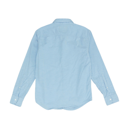 Blue Solid Long Sleeve Button Down