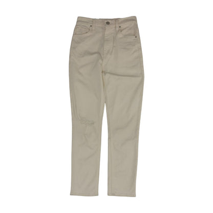 Ivory Solid High Rise Jeans