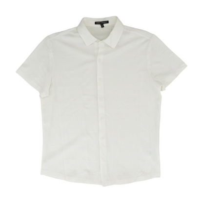 White Solid Short Sleeve Button Down