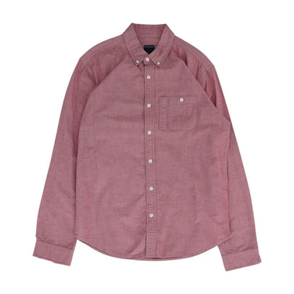 Red Solid Long Sleeve Button Down