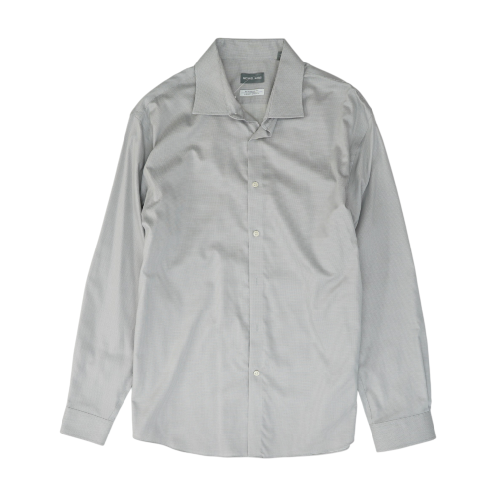 Gray Solid Long Sleeve Button Down