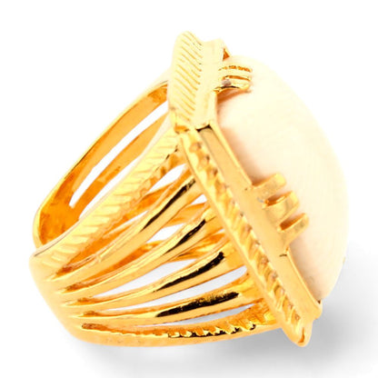 Gold Tone Arty Chevalier White Square Signet Ring