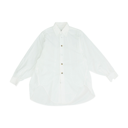 White Solid Long Sleeve Button Down