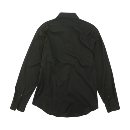 Black Solid Long Sleeve Button Down