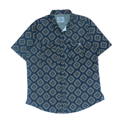 Black Solid Short Sleeve Button Down