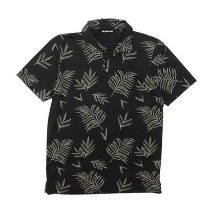 Black Tropical Short Sleeve Polo