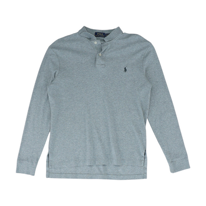Gray Solid Long Sleeve Polo
