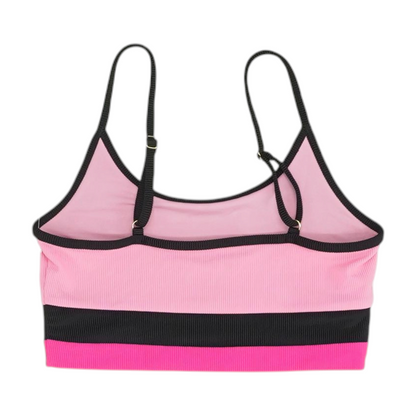 Pink Color Block Swim Top