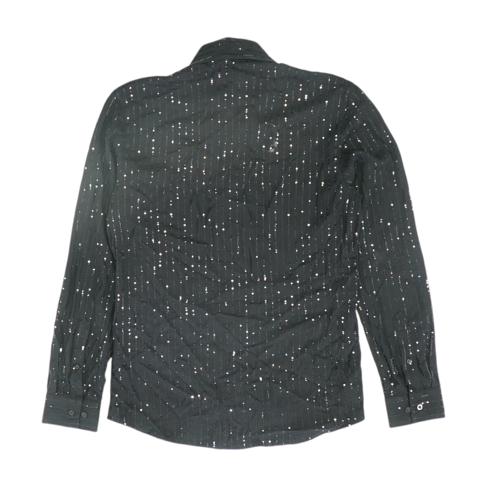Black Solid Long Sleeve Button Down