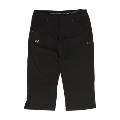 Black Solid Active Capris