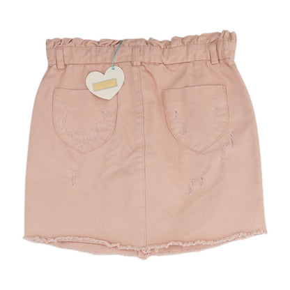 Pink Solid Midi Skirt