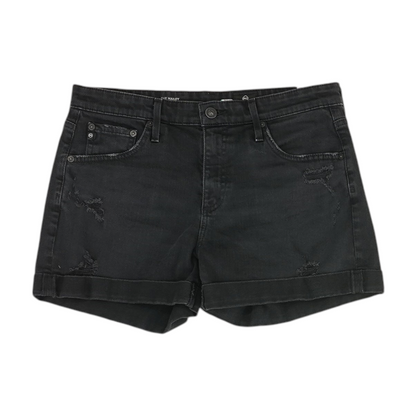 Black Solid Denim Shorts